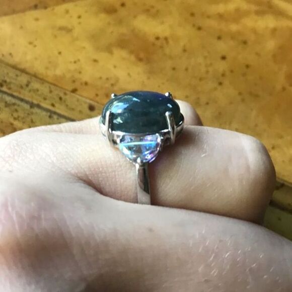 Natural Labradorite Mystic Topaz Sterling Silver Ring Size 7 - Picture 2 of 7